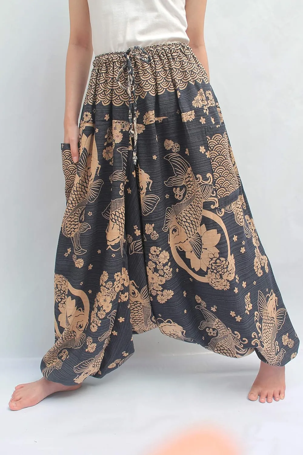ChiangmaiThaiShop 100% Cotton Baggy Boho Aladin Yoga Harem Pants
