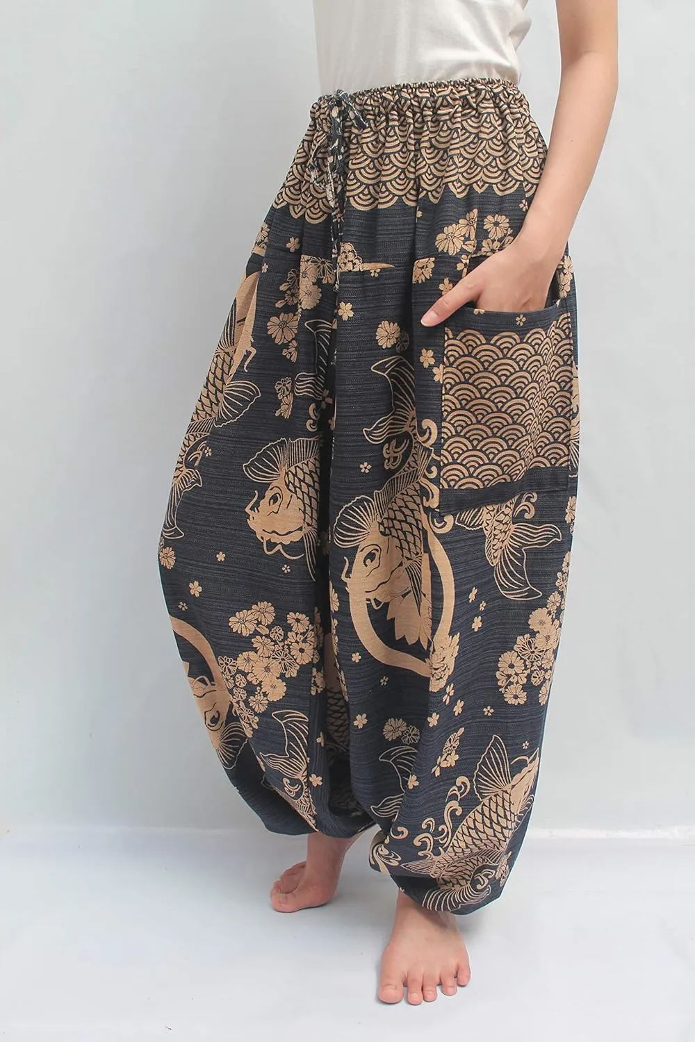 ChiangmaiThaiShop 100% Cotton Baggy Boho Aladin Yoga Harem Pants