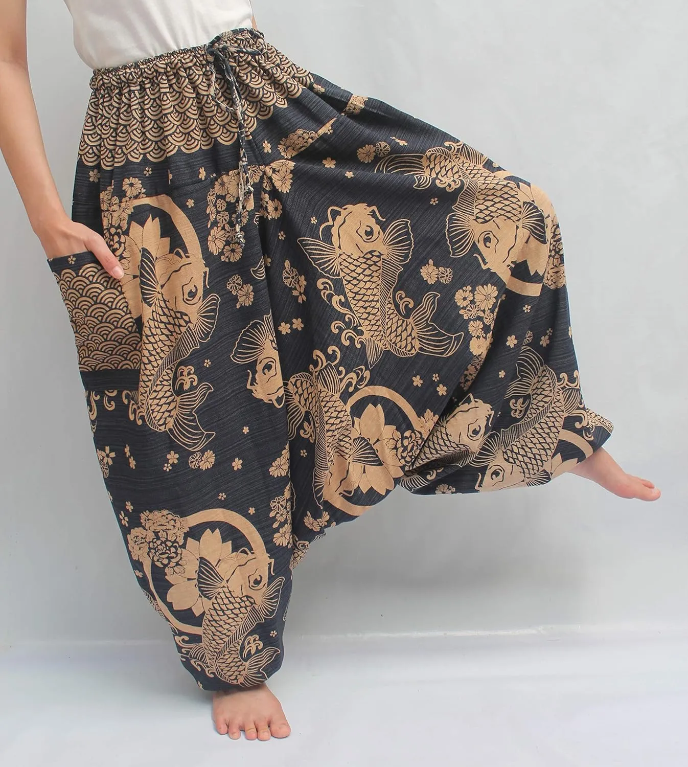 ChiangmaiThaiShop 100% Cotton Baggy Boho Aladin Yoga Harem Pants