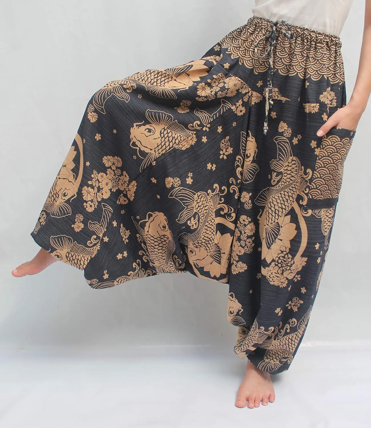 ChiangmaiThaiShop 100% Cotton Baggy Boho Aladin Yoga Harem Pants