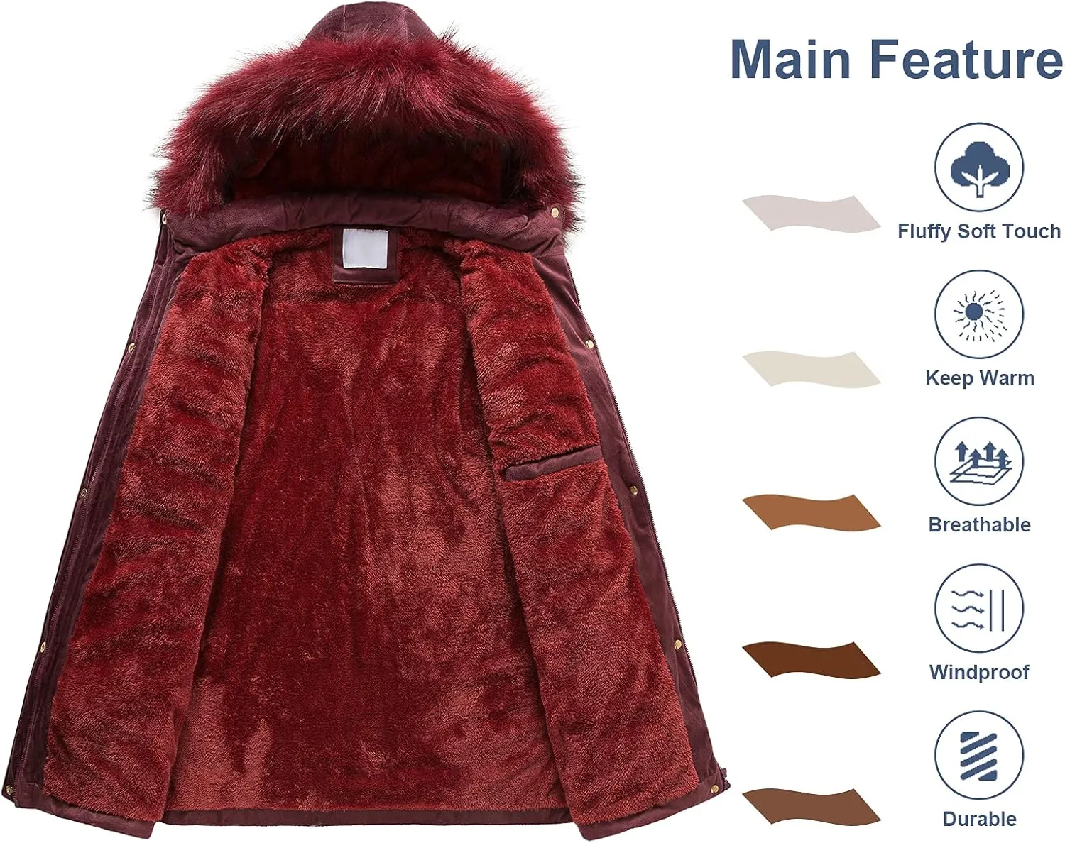 Chrisuno Women's Warm Winter Coat Velvet Puffer Jacket Quilted Faux Fur Hood