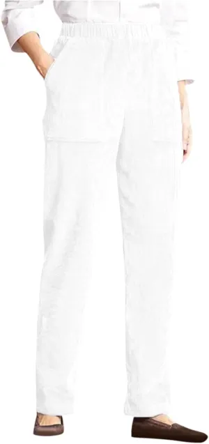 Corduroy Pants Women Vintage Comfy Straight Leg Elastic Waist Pants Casual Pants Trousers with Pockets 2024