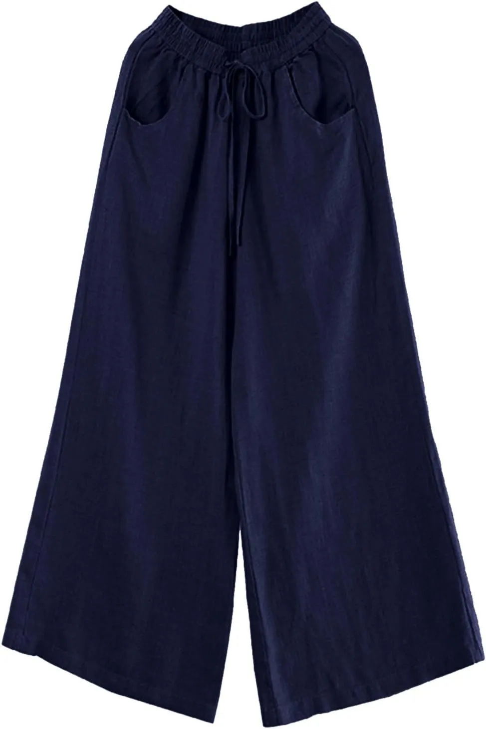 Cotton Linen Pants for Womens 2025 Summer Drawstring High Waist Wide Leg Soft Loose Fit Trousers with Pockets