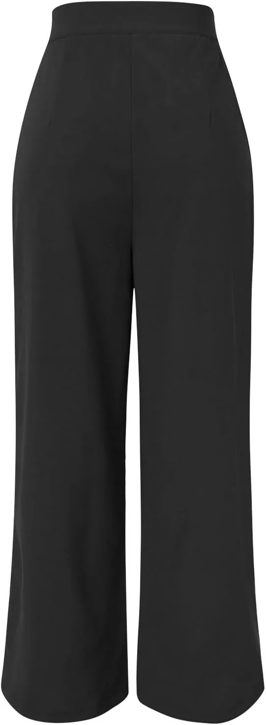 Cotton Linen Pants for Womens 2025 Summer Drawstring High Waist Wide Leg Soft Loose Fit Trousers with Pockets