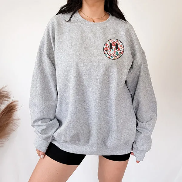 Cute Christmas Smiley Face Pocket Sweatshirt - Christmas Sweatshirt - Sizes S to 5XL