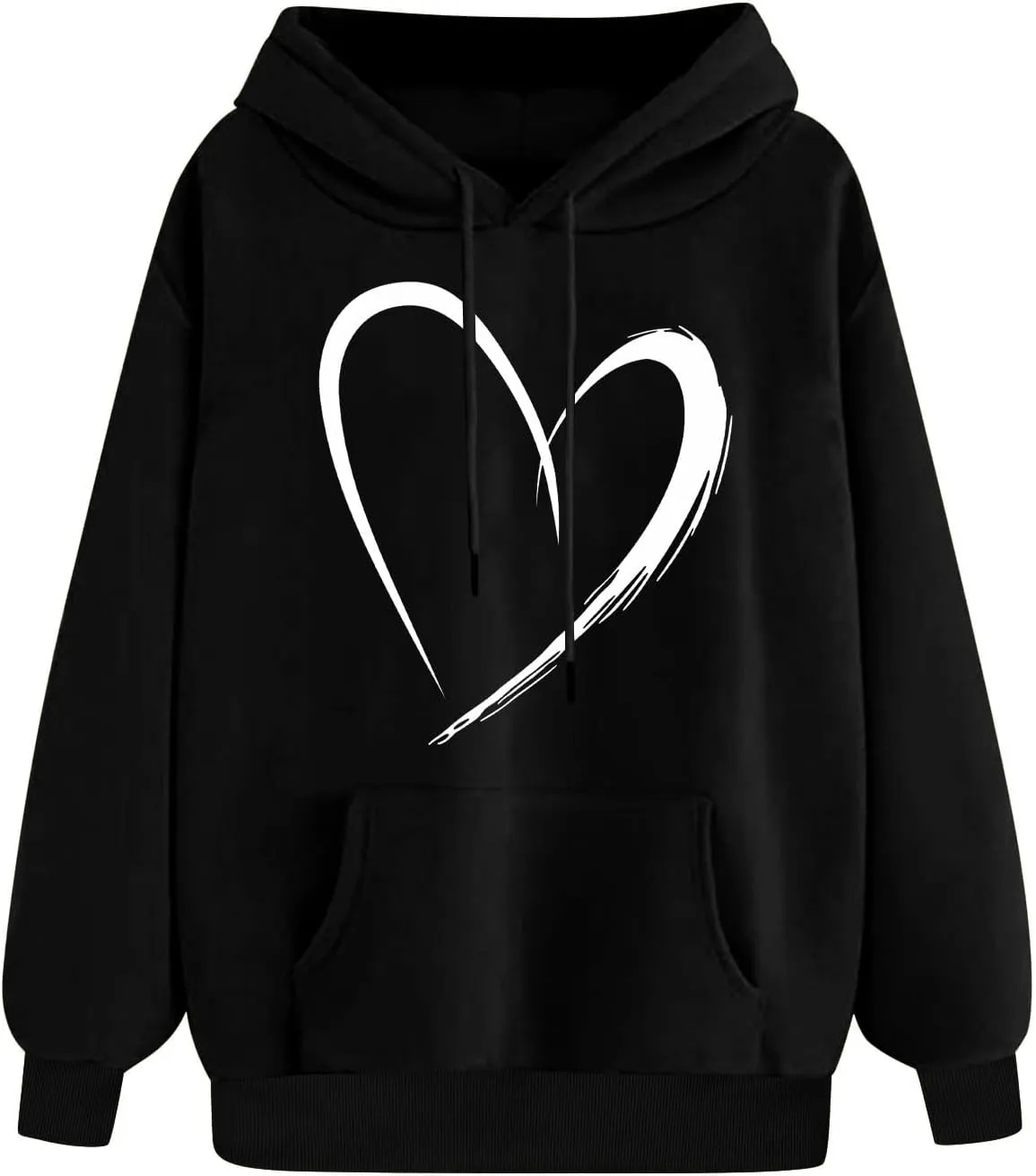 Cute Hoodies For Women 2024 Trendy Love Heart Print Hooded Sweatshirts Casual Loose Teen Girls y2k Hoodie Pullovers