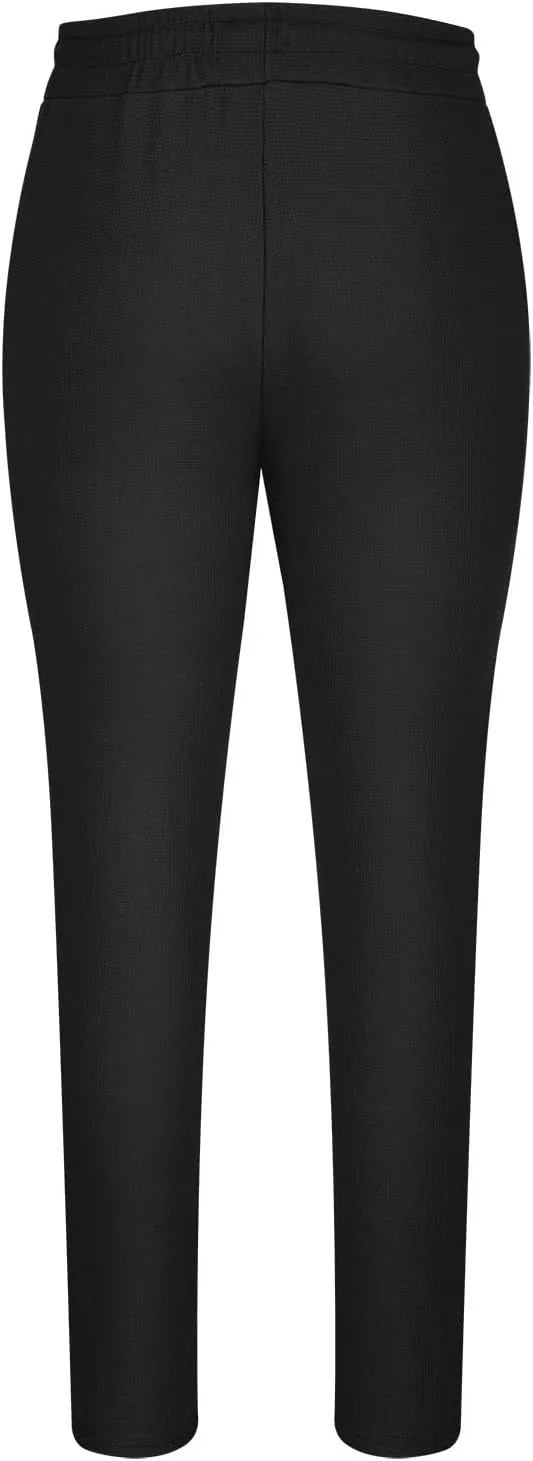 Dademeo Casual Waffle Pants for Men Slim Fit Straight Cut Joggers Pants Elastic Waist Drawstring Workout Lounge Sweatpants