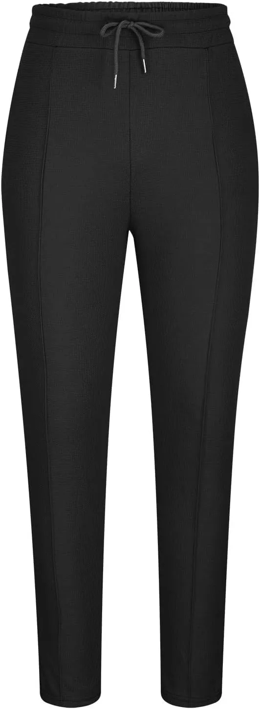 Dademeo Casual Waffle Pants for Men Slim Fit Straight Cut Joggers Pants Elastic Waist Drawstring Workout Lounge Sweatpants