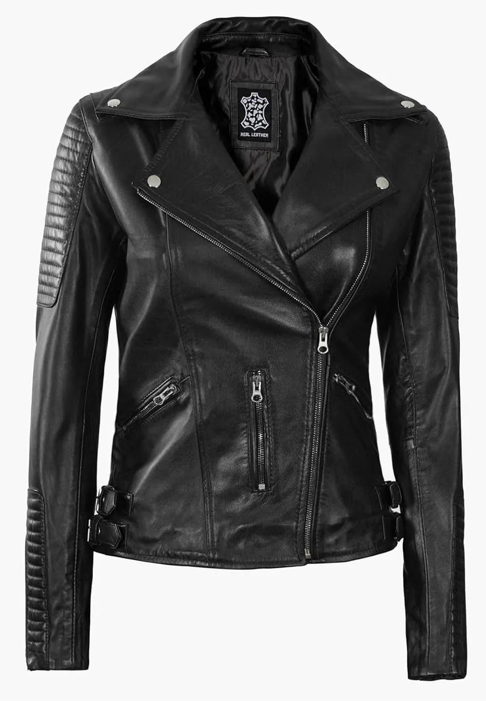 Decrum Asymmetrical Leather Jacket Women - Real Lambskin Leather Jackets for Women