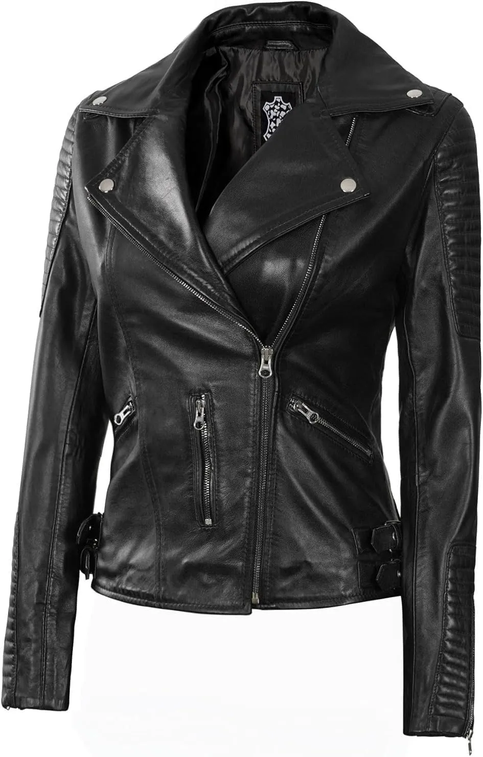 Decrum Asymmetrical Leather Jacket Women - Real Lambskin Leather Jackets for Women