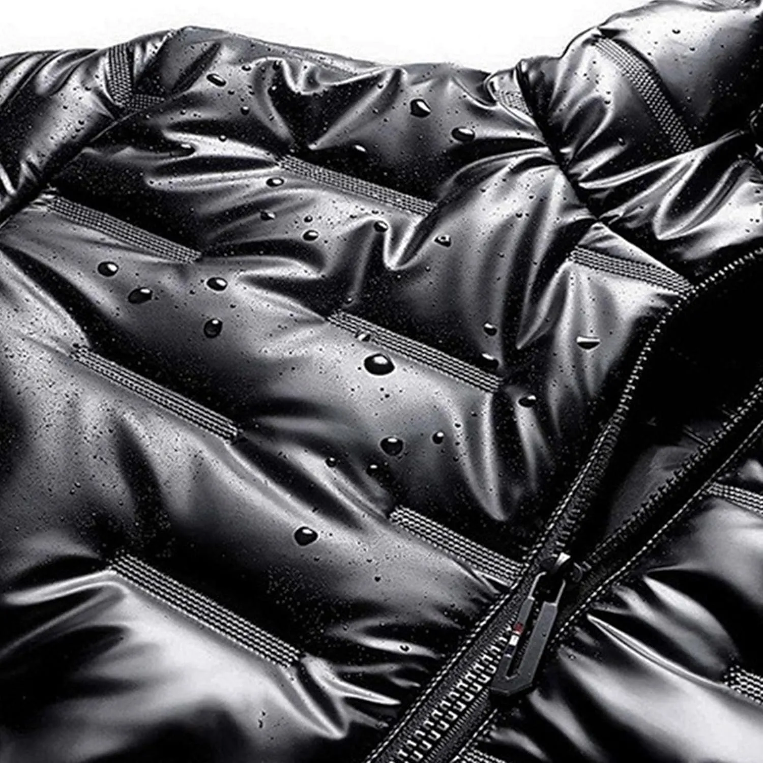 DGHM-JLMY Men's Hooded Padded Glossy Down Jacket Winter Detachable Collar Puffer Jacket Thick Warm Metallic Hood Padded Coats