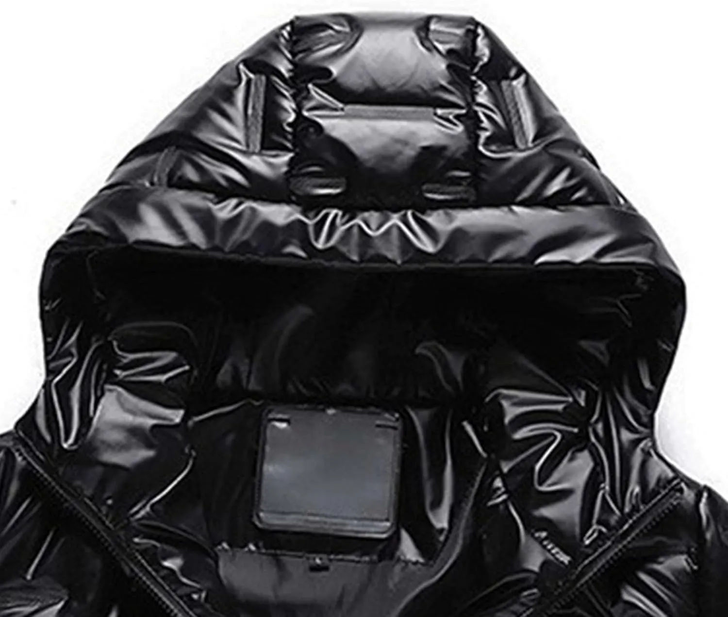 DGHM-JLMY Men's Hooded Padded Glossy Down Jacket Winter Detachable Collar Puffer Jacket Thick Warm Metallic Hood Padded Coats