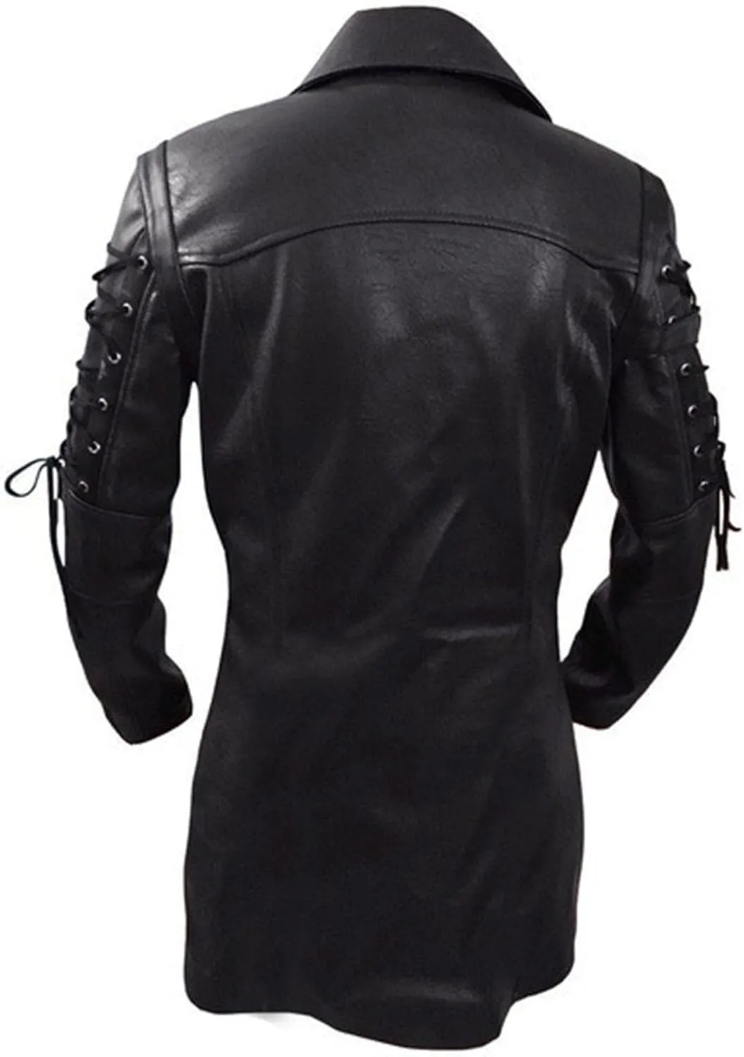 DGHM-JLMY Men's Loose Zipper Faux Leather Coat Long Sleeve Punk Biker Vintage Jacket Motorcycle Pu Leather Outwear Coat