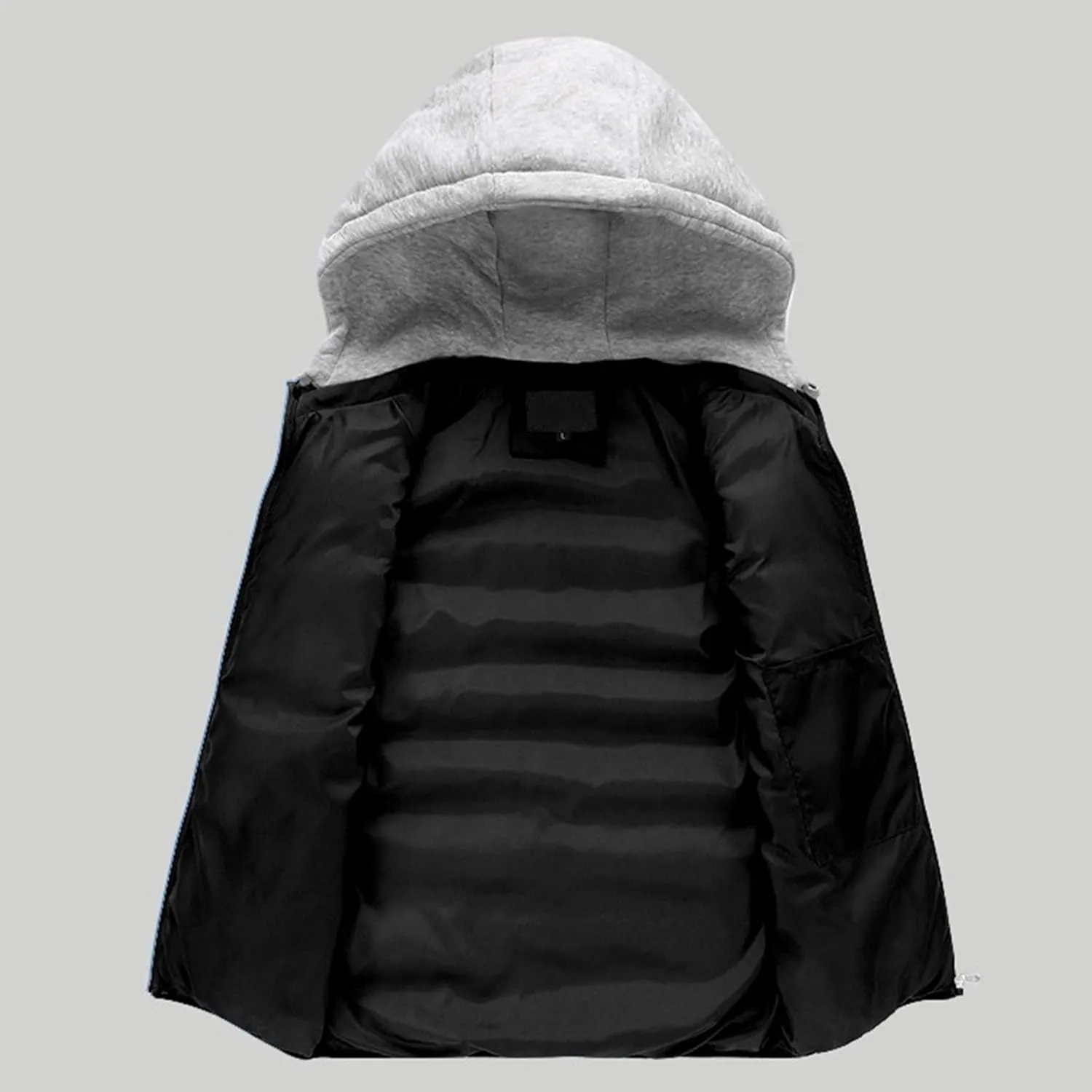 DGHM-JLMY Men's Sleeveless Lightweight Quilted Puffer Down Winter Hooded Down Cotton Vest Casual Vest Loose Coat with Hood