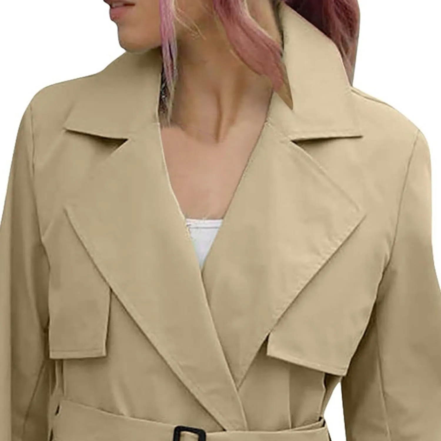 DGHM-JLMY Trench Coat for Women Autumn Winter Long Overcoat Double-Breasted Fashion Lapel Windbreaker Coats with Belt