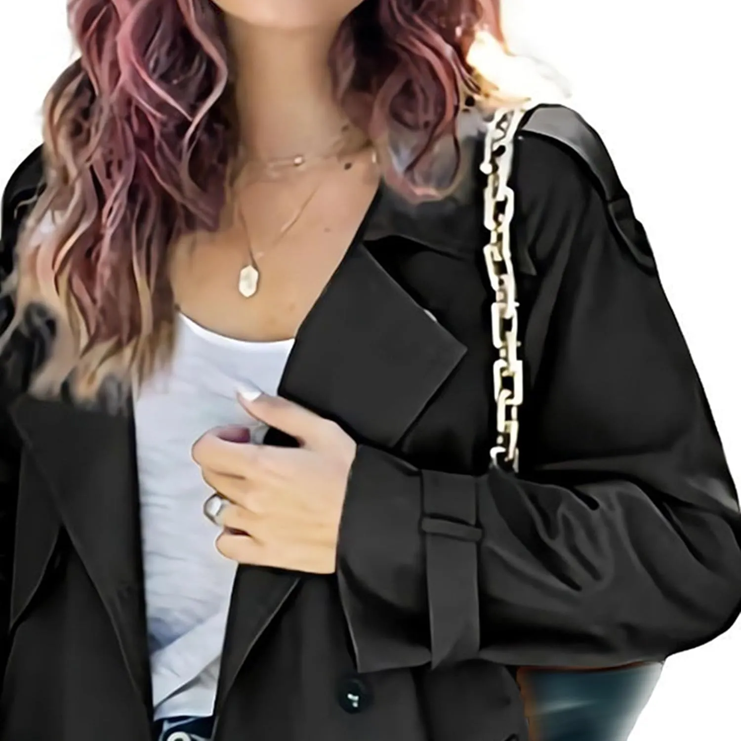 DGHM-JLMY Trench Coat for Women Autumn Winter Long Overcoat Double-Breasted Fashion Lapel Windbreaker Coats with Belt