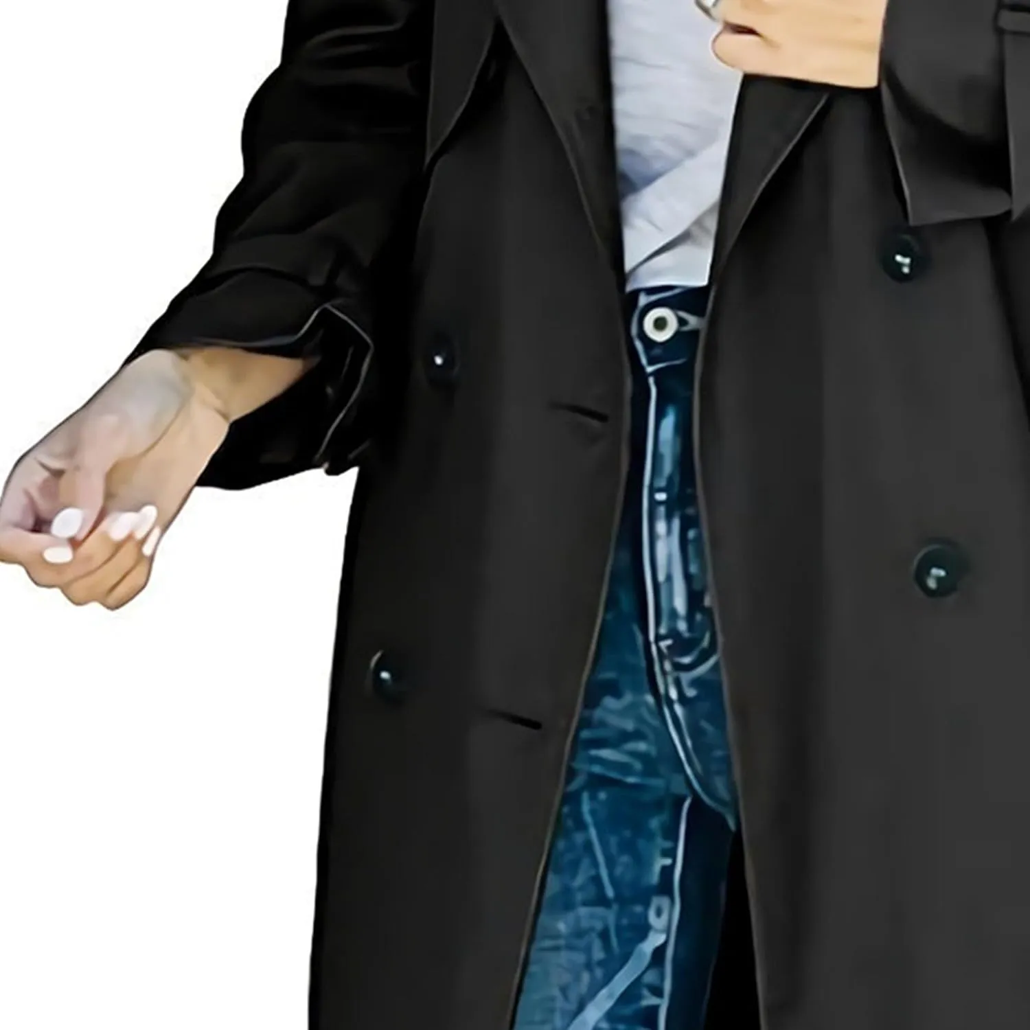 DGHM-JLMY Trench Coat for Women Autumn Winter Long Overcoat Double-Breasted Fashion Lapel Windbreaker Coats with Belt
