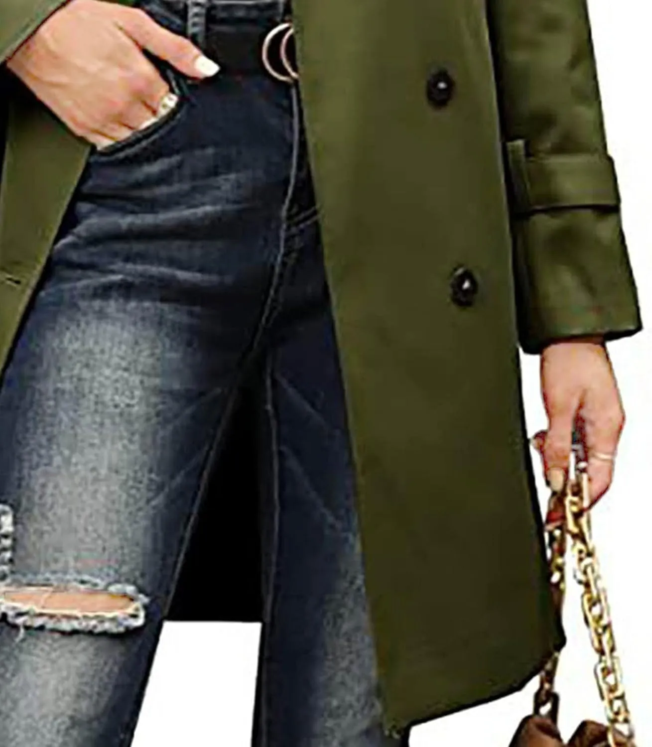 DGHM-JLMY Trench Coat for Women Autumn Winter Long Overcoat Double-Breasted Fashion Lapel Windbreaker Coats with Belt