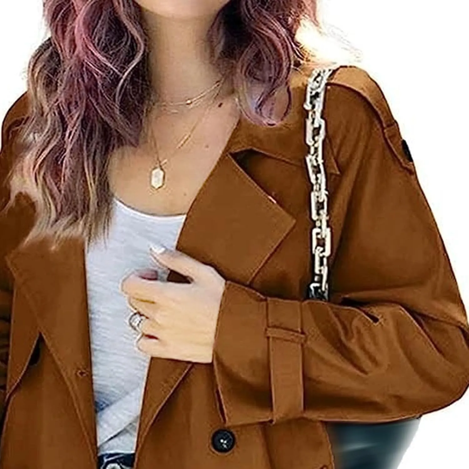 DGHM-JLMY Trench Coat for Women Autumn Winter Long Overcoat Double-Breasted Fashion Lapel Windbreaker Coats with Belt