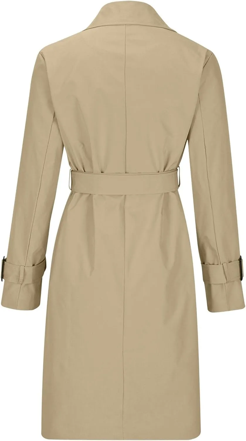 DGHM-JLMY Trench Coat for Women Autumn Winter Long Overcoat Double-Breasted Fashion Lapel Windbreaker Coats with Belt