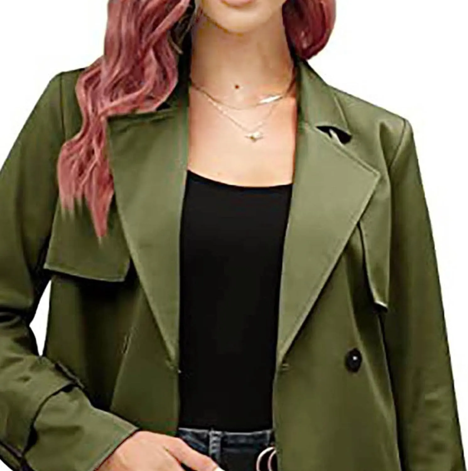 DGHM-JLMY Trench Coat for Women Autumn Winter Long Overcoat Double-Breasted Fashion Lapel Windbreaker Coats with Belt