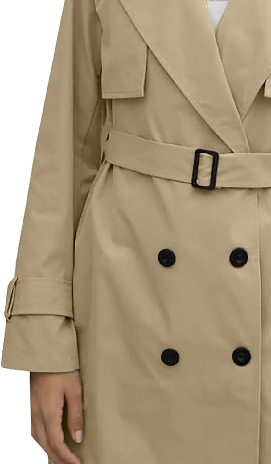 DGHM-JLMY Trench Coat for Women Autumn Winter Long Overcoat Double-Breasted Fashion Lapel Windbreaker Coats with Belt