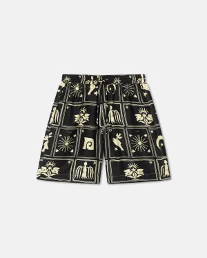 Doxxi - Printed Silk-Twill Shorts - Folk Art Black