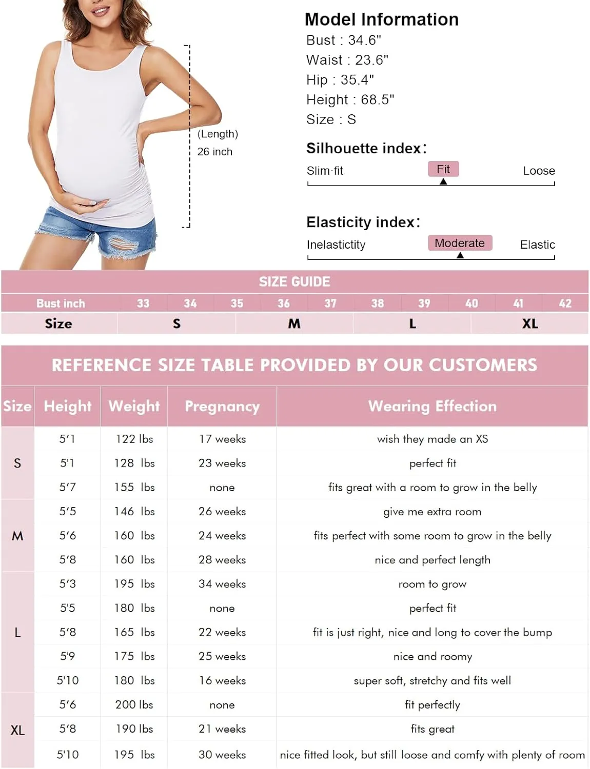 Ecavus 3PCS Womens Layering Maternity Tank Top Pregnancy Shirt Scoop Neck Sleeveless Ruched Vest