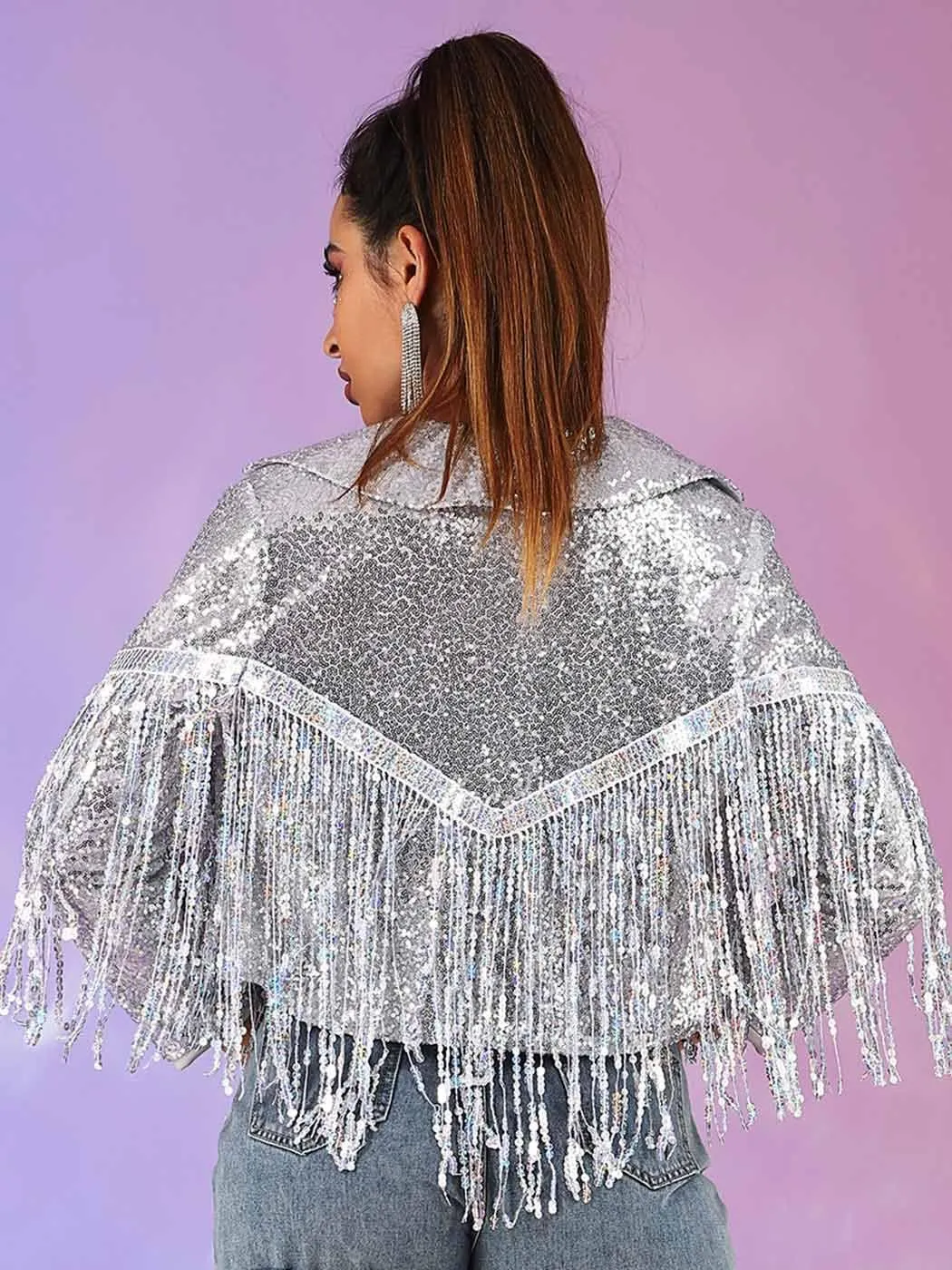 Edary Women's Sequin Jacket Coat Sparkly Long Sleeve Tassel Blazer Fringe Party Club New Years Eve Sequin Jackets