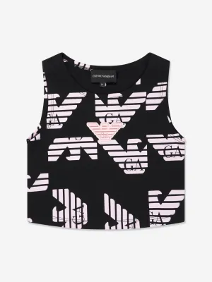 Emporio Armani Girls Logo Crop Top in Black