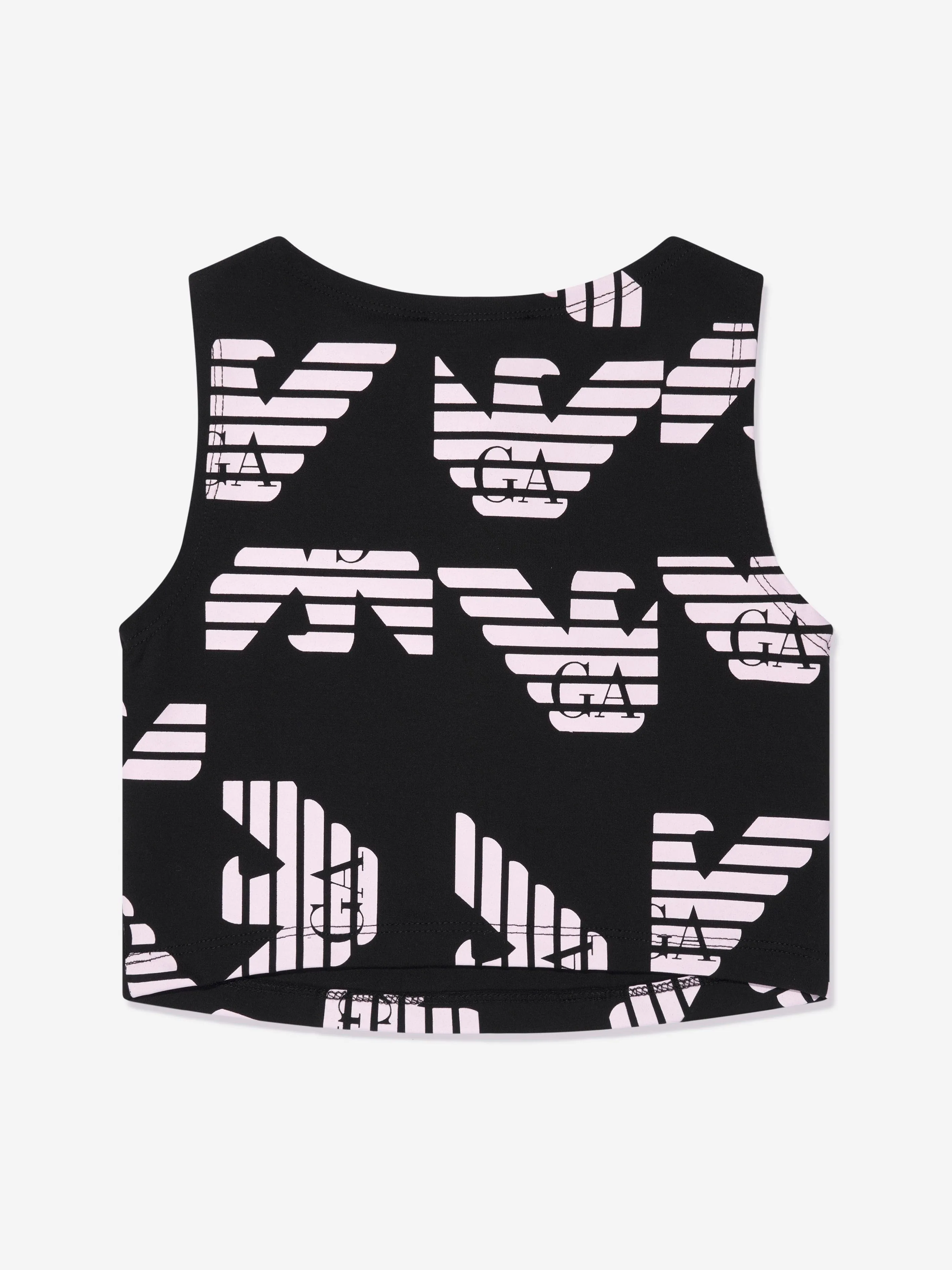 Emporio Armani Girls Logo Crop Top in Black