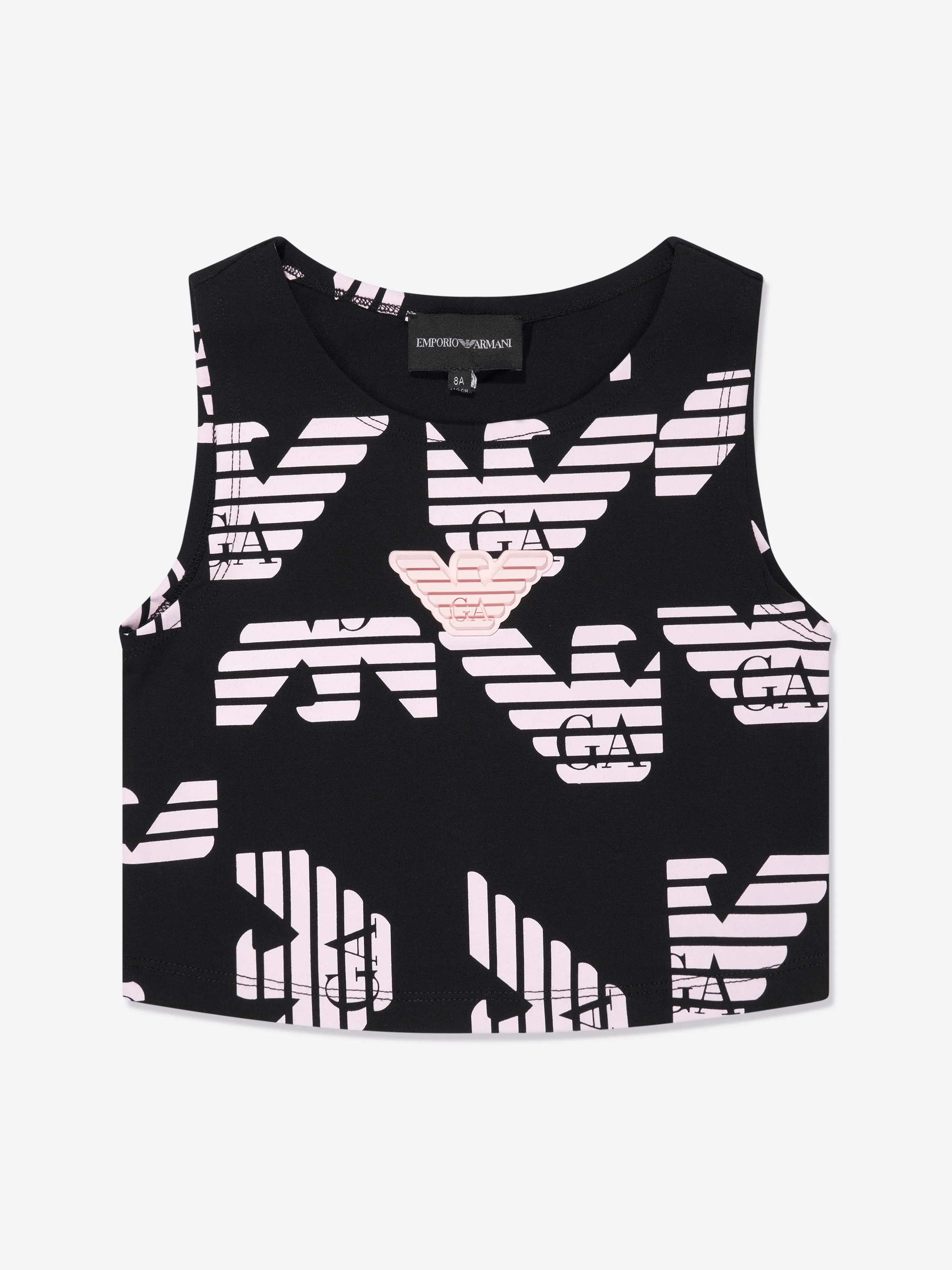 Emporio Armani Girls Logo Crop Top in Black