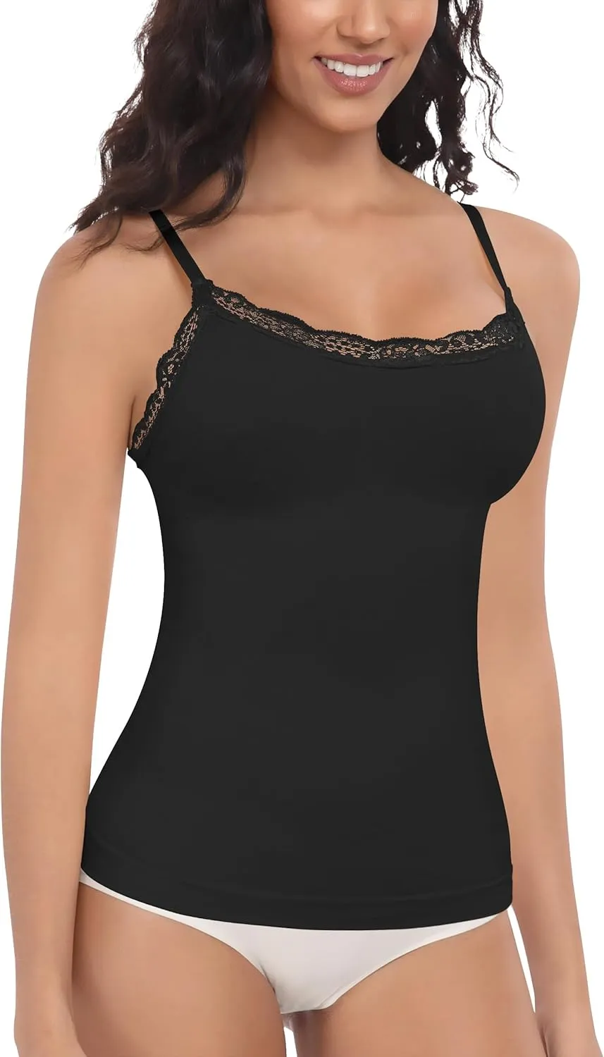 EUYZOU Women Shapewear Tummy Control Camisole Tops - Scoop Neck Sexy Compression Tank Tops Seamless Body Shaper
