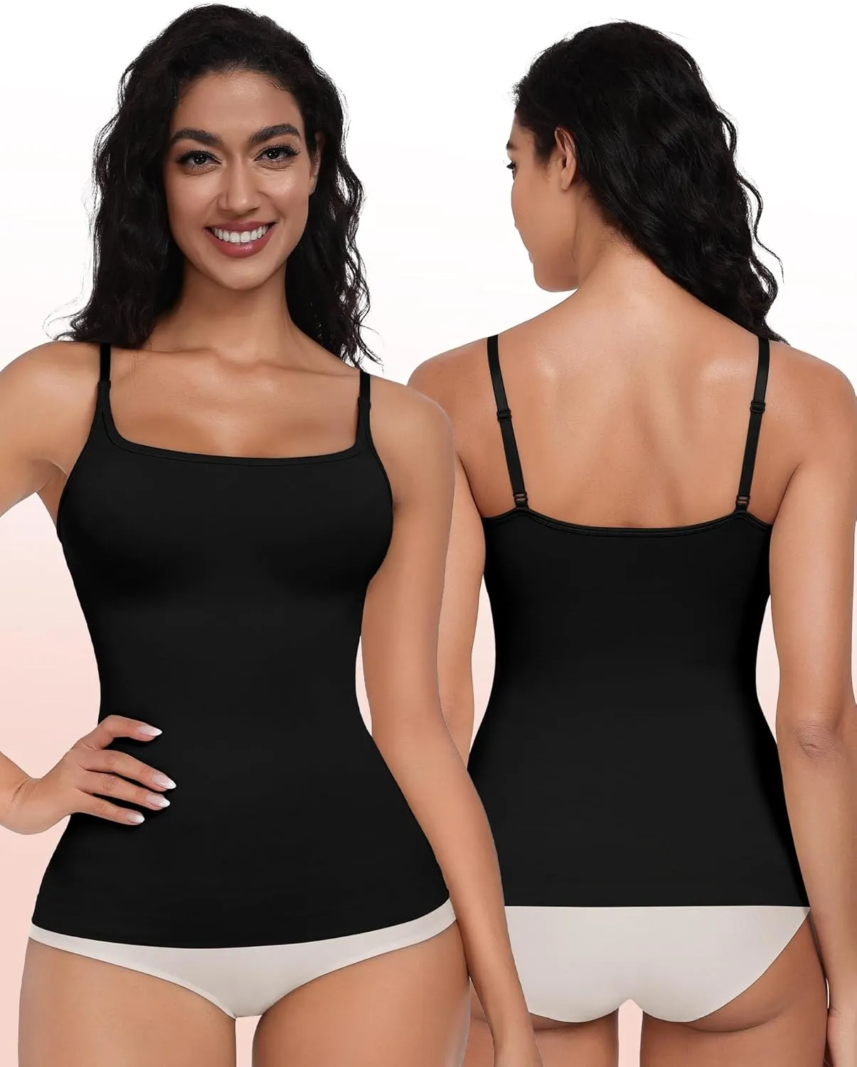 EUYZOU Women Shapewear Tummy Control Camisole Tops - Square Neck Sexy Compression Tank Tops Seamless Body Shaper