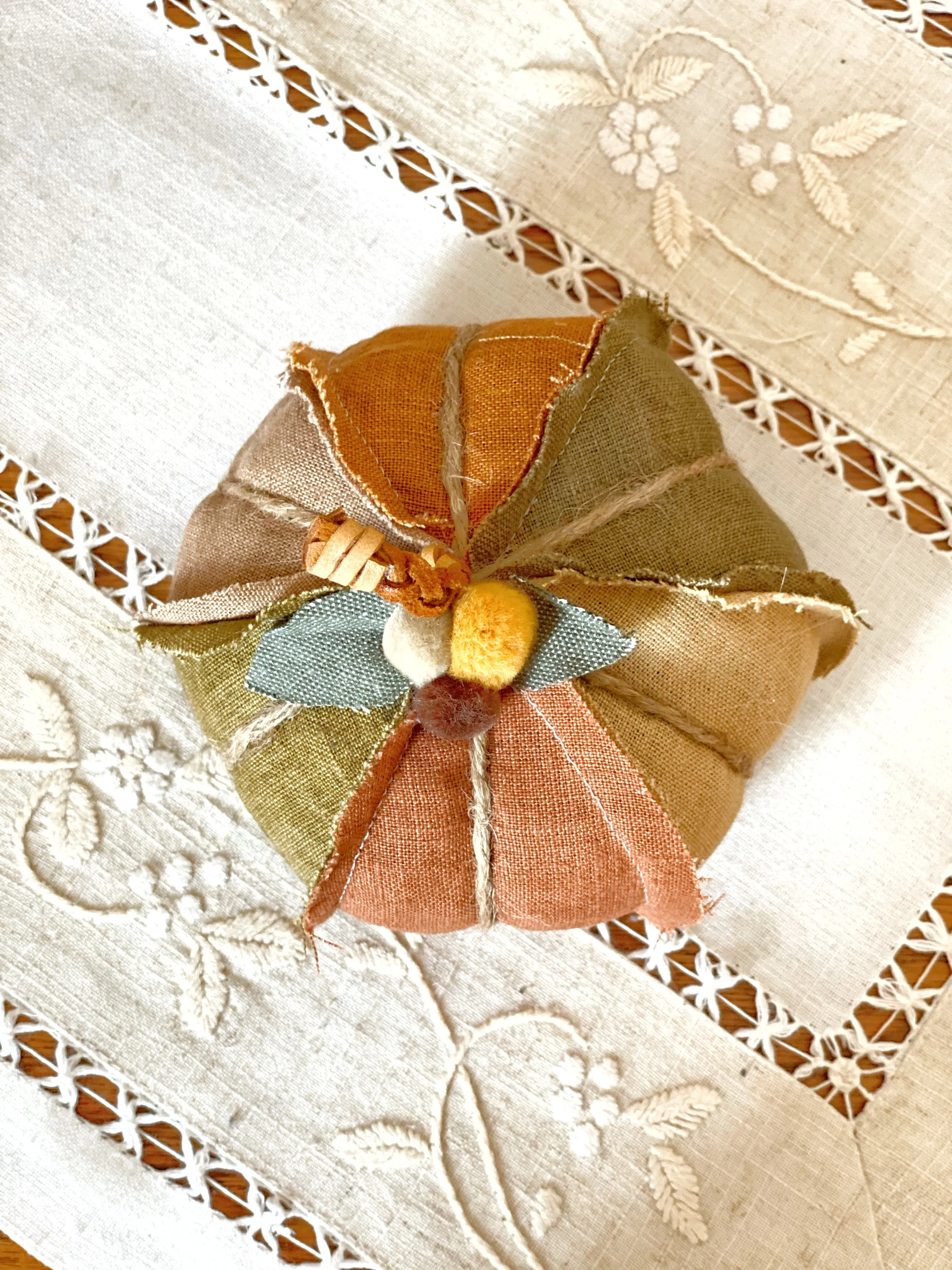 Fall Decor Pumpkin, Fabric Pumpkin, Upcycled Fall Decor, Small Pumpkin, SP32