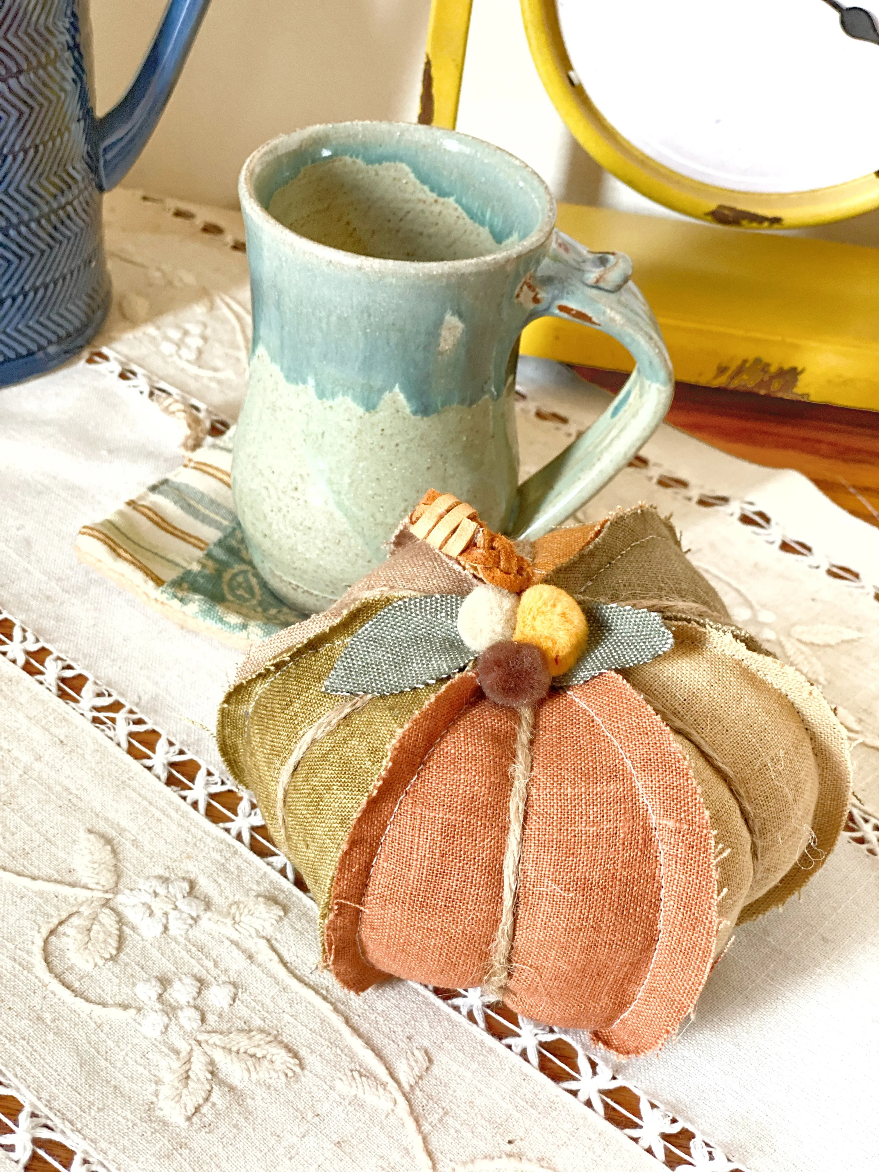 Fall Decor Pumpkin, Fabric Pumpkin, Upcycled Fall Decor, Small Pumpkin, SP32