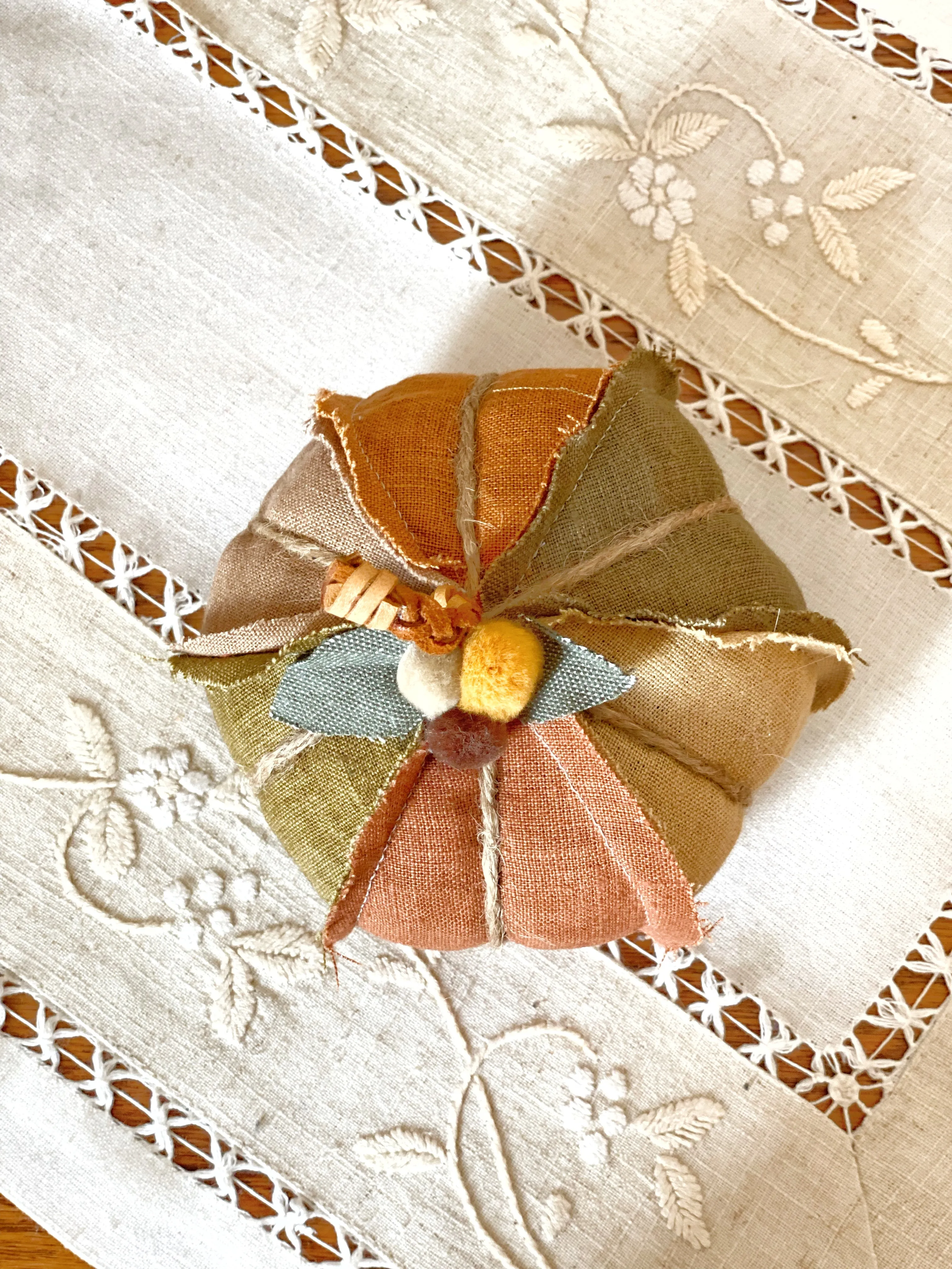 Fall Decor Pumpkin, Fabric Pumpkin, Upcycled Fall Decor, Small Pumpkin, SP32