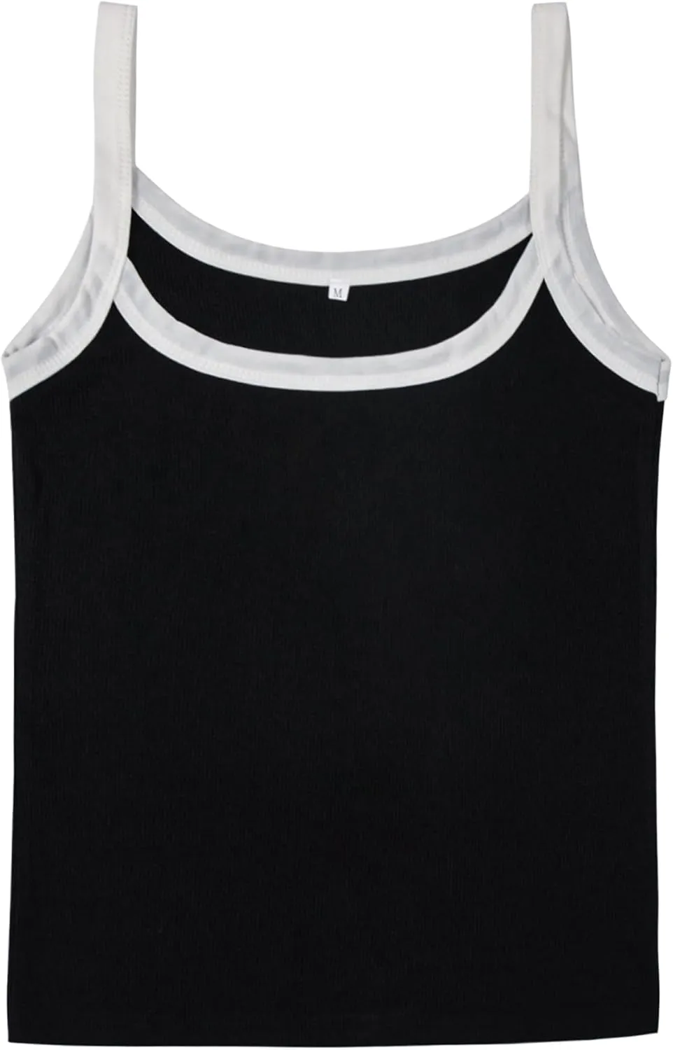 Fashionme Women's 2025 Basic Ribbed Tank Tops Wide Strap Color Block Sleeveless Tops Scoop Neck 1/2 Pack