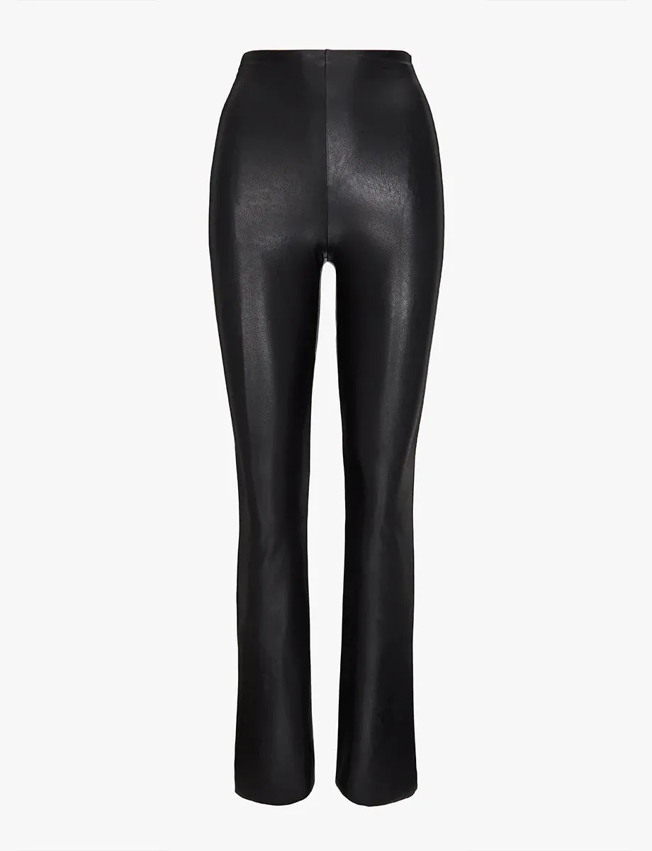 Faux Leather Flared Legging: Black
