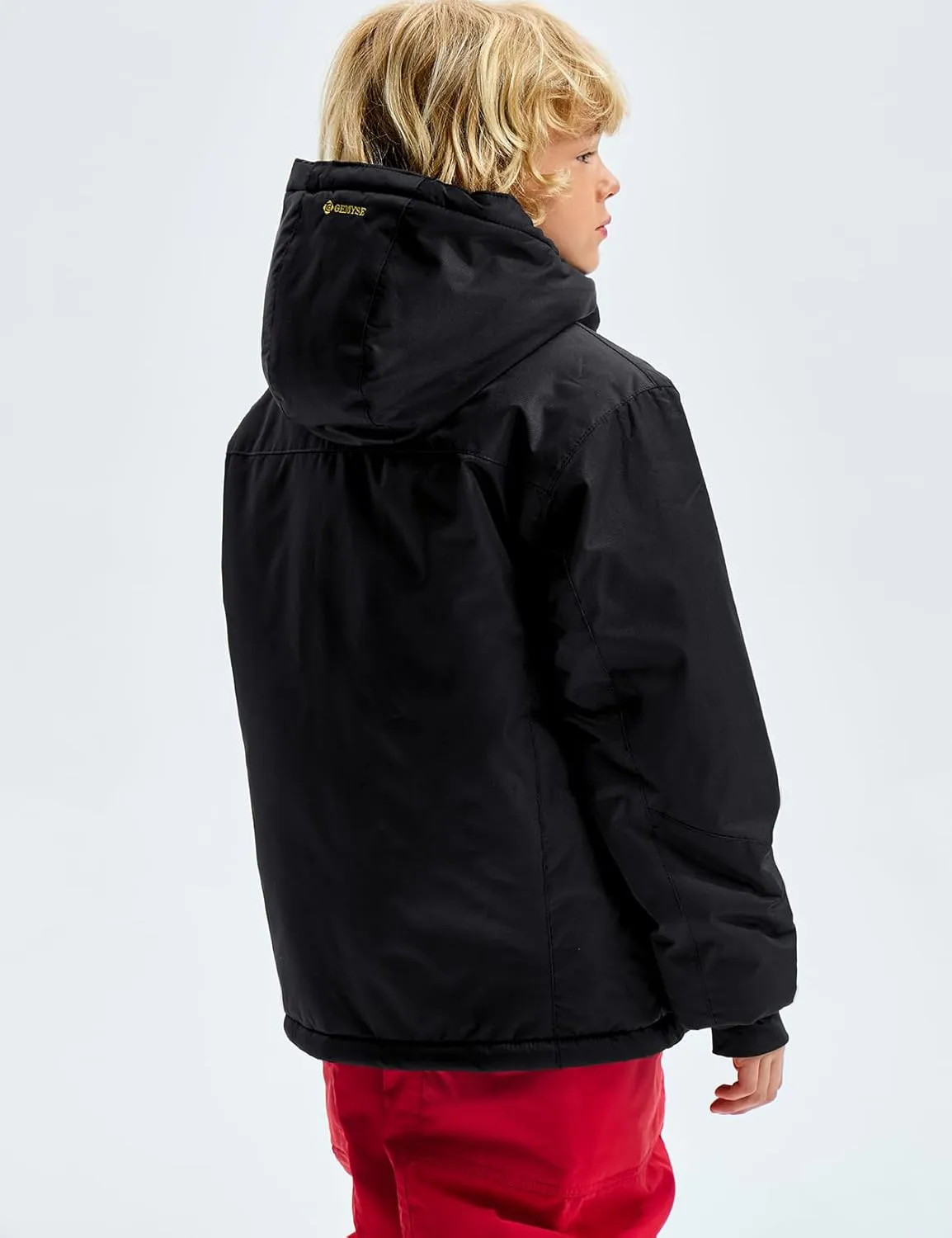 GEMYSE Boy's Waterproof Ski Snow Jacket Hooded Fleece Windproof Winter Jacket
