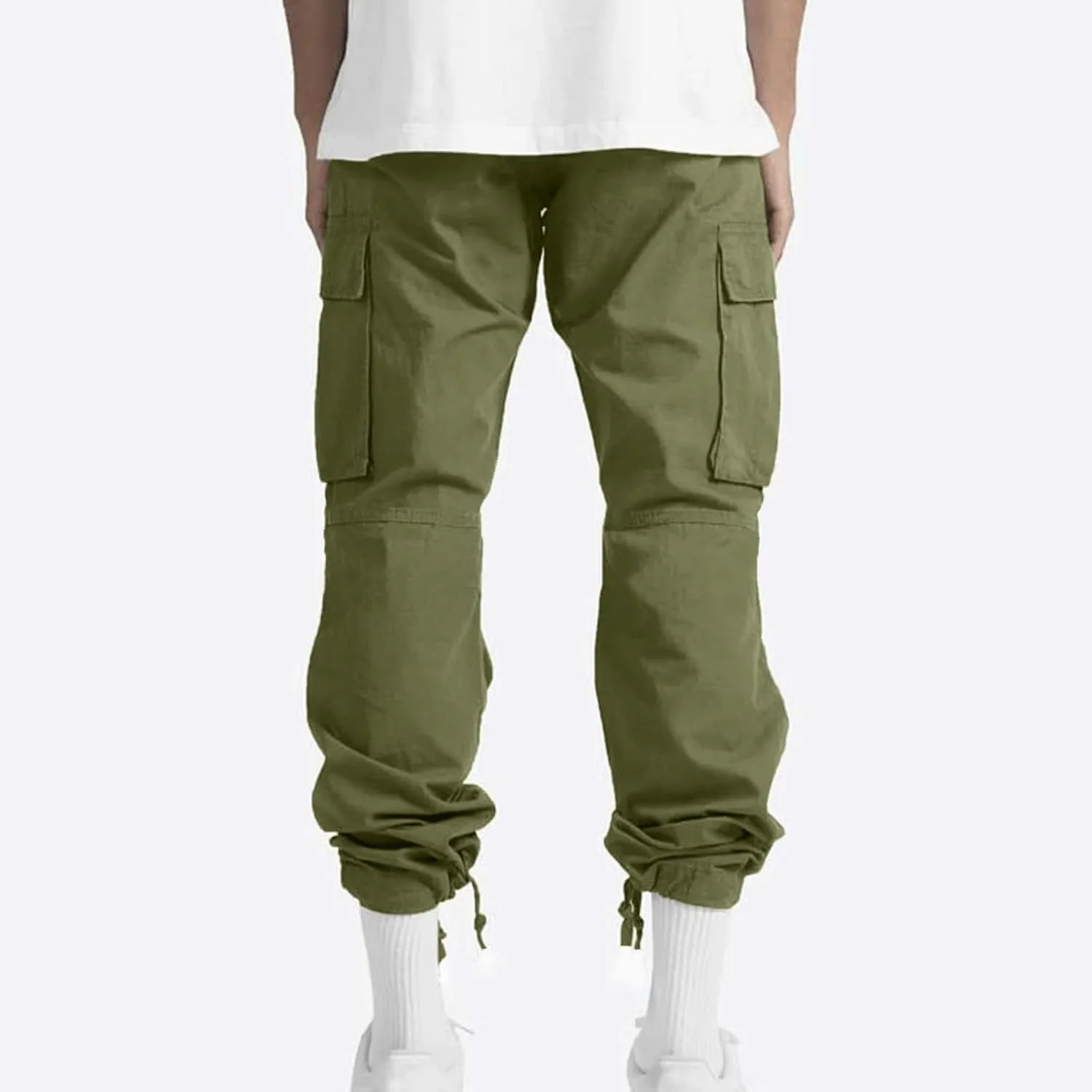 GOFULY Cargo Pants for Men Baggy Elastic Waist Drawstring Pants Pockets Pants Stretch Casual Fall Winter Joggers Trousers
