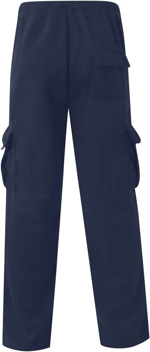 GOFULY Men Cargo Pants Fleece Elastic Waist Drawstring Baggy Pants Casual Sweatpants with Pockets Outdoor Joggers Trousers