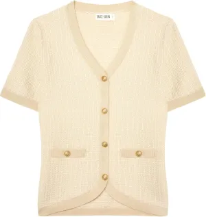GRACE KARIN Womens Summer Cardigan Sweater 2025 Button Down Short Sleeve Cropped Lightweight V Neck Elegant Tweed Tops