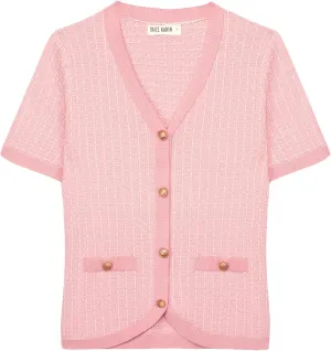 GRACE KARIN Womens Summer Cardigan Sweater 2025 Button Down Short Sleeve Cropped Lightweight V Neck Elegant Tweed Tops
