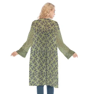 Green & Blue Long Sleeve Mesh Cardigan. Caracas Collection