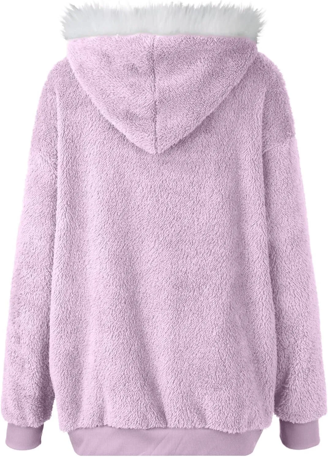 Gumipy Womens Fleece Zip Up Jacket Fuzzy Drawstring Sherpa Jacket Coat with Hood Plus Size Long Sleeve Hoodies with Pockets