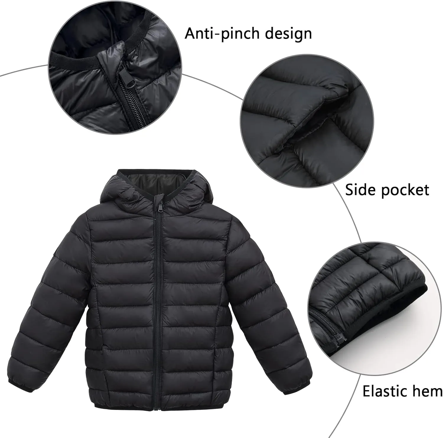 Happy Cherry Baby Boys Girls Hooded Coat Winter Lightweight Down Jacket Packable Cotton Coat