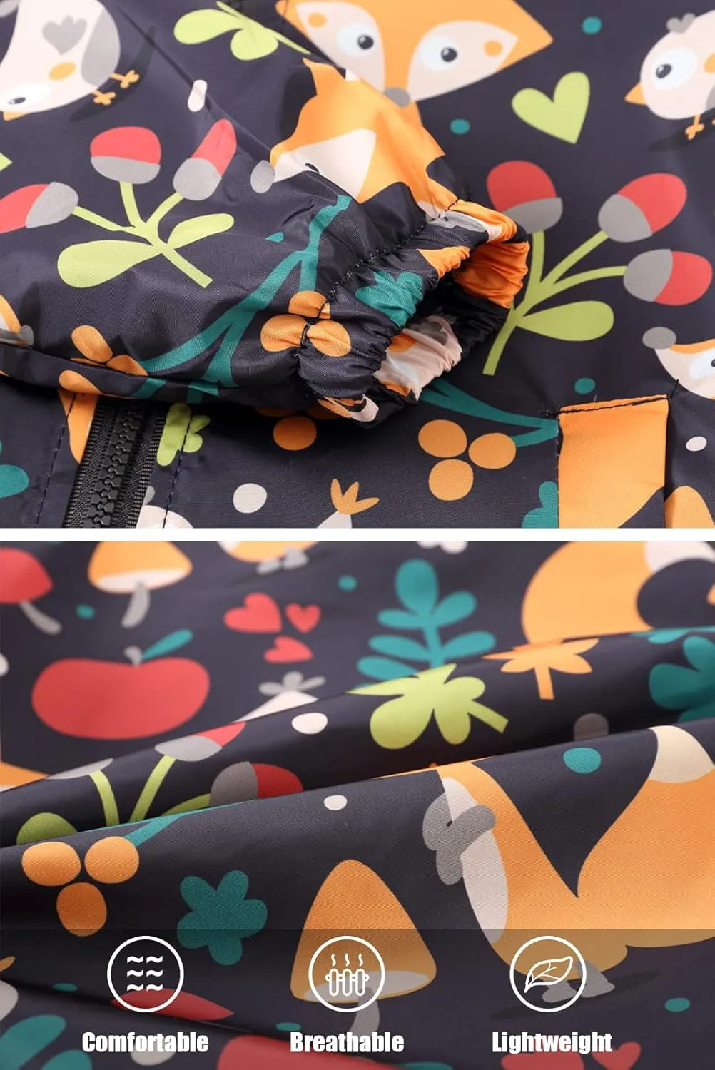 Happy Cherry Kids Boys Girls Fleece Lined Windbreaker Jacket Fashion Prints Hoodie for Fall Winter