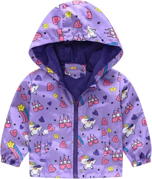 Happy Cherry Kids Boys Girls Fleece Lined Windbreaker Jacket Fashion Prints Hoodie for Fall Winter