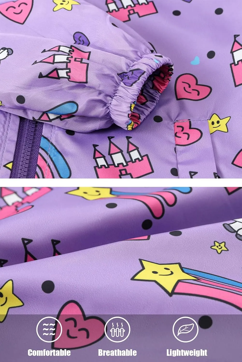 Happy Cherry Kids Boys Girls Fleece Lined Windbreaker Jacket Fashion Prints Hoodie for Fall Winter